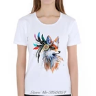 Футболка женская с принтом животных, топ с рисунком лисы в стиле Харадзюку, Повседневная рубашка с графическим принтом, белый цвет