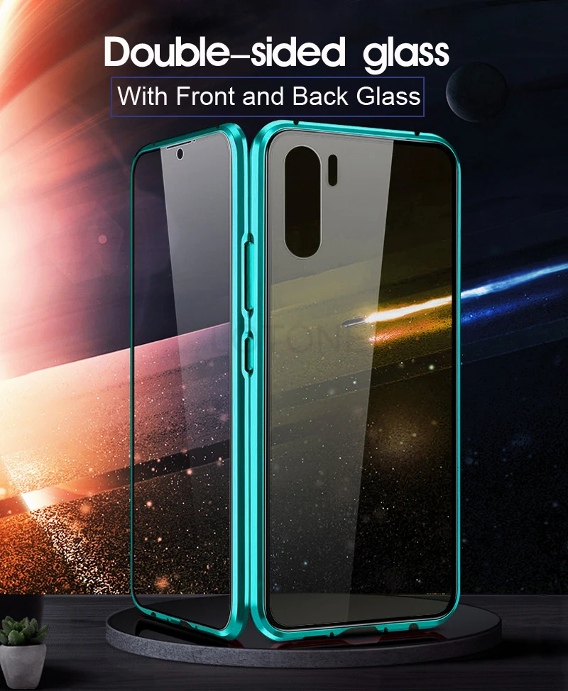 Двойной изогнутый 360 чехол на весь корпус для huawei P30 Pro P20 P20Pro P30Pro, магнитный металлический бампер и переднее закаленное стекло