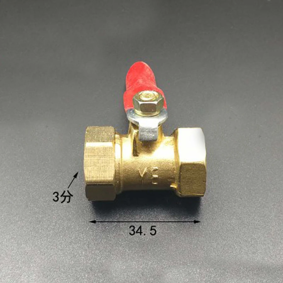 DN10 3/8 &quotBSP Женский латунный шаровой клапан отверстие 57 PSI 7 мм с красной ручкой|valve