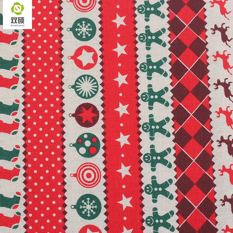 Для печати рождество pattern хлопок лен метр ткани diy рождественские украшения для