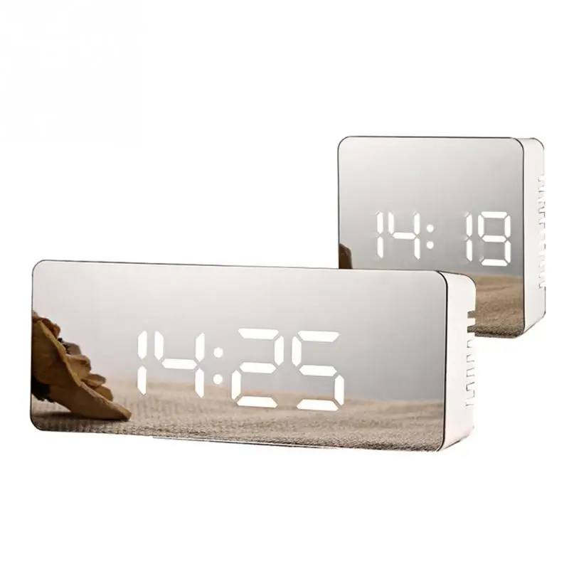 Светодиодный зеркальный будильник часы цифровой Повтор настольные светильник