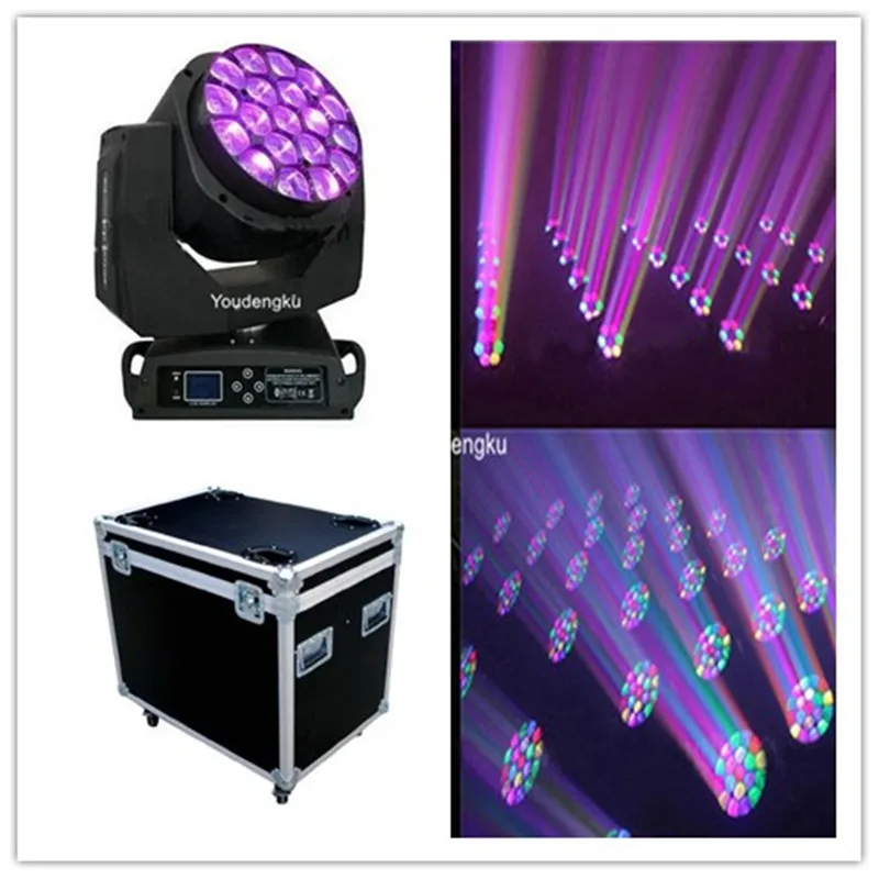 8pcs with flightcase lyre led beam moving head zoom Bee Eye 19*15w rgbw 4in1Dyeing Led Zoom Beam Moving Head