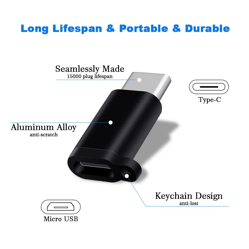 Ascromy USB C адаптер Micro Type конвертер разъем с брелок зарядное устройство для samsung S9 S8
