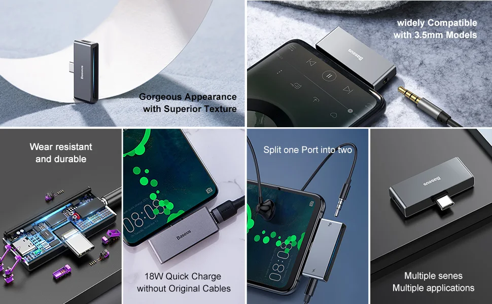 Baseus usb type C до 3,5 мм разъем для наушников AUX OTG адаптер для huawei P30 Xiaomi samsung Note 10 Plus USB-C разветвитель для быстрой зарядки