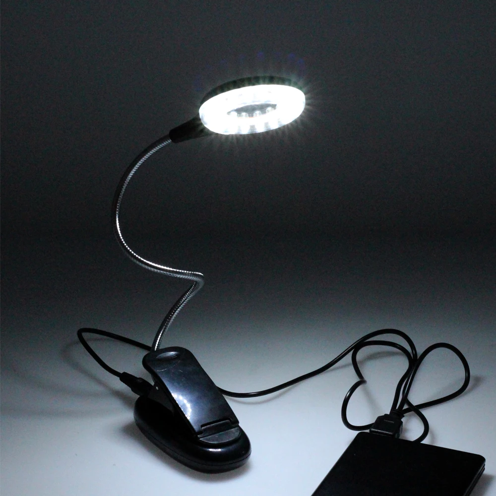Светодиодный светильник-Книга 18 светодиодный s USB/USB с зажимом Гибкая Настольная лампа DC5V с лупой для чтения рабочего освещения