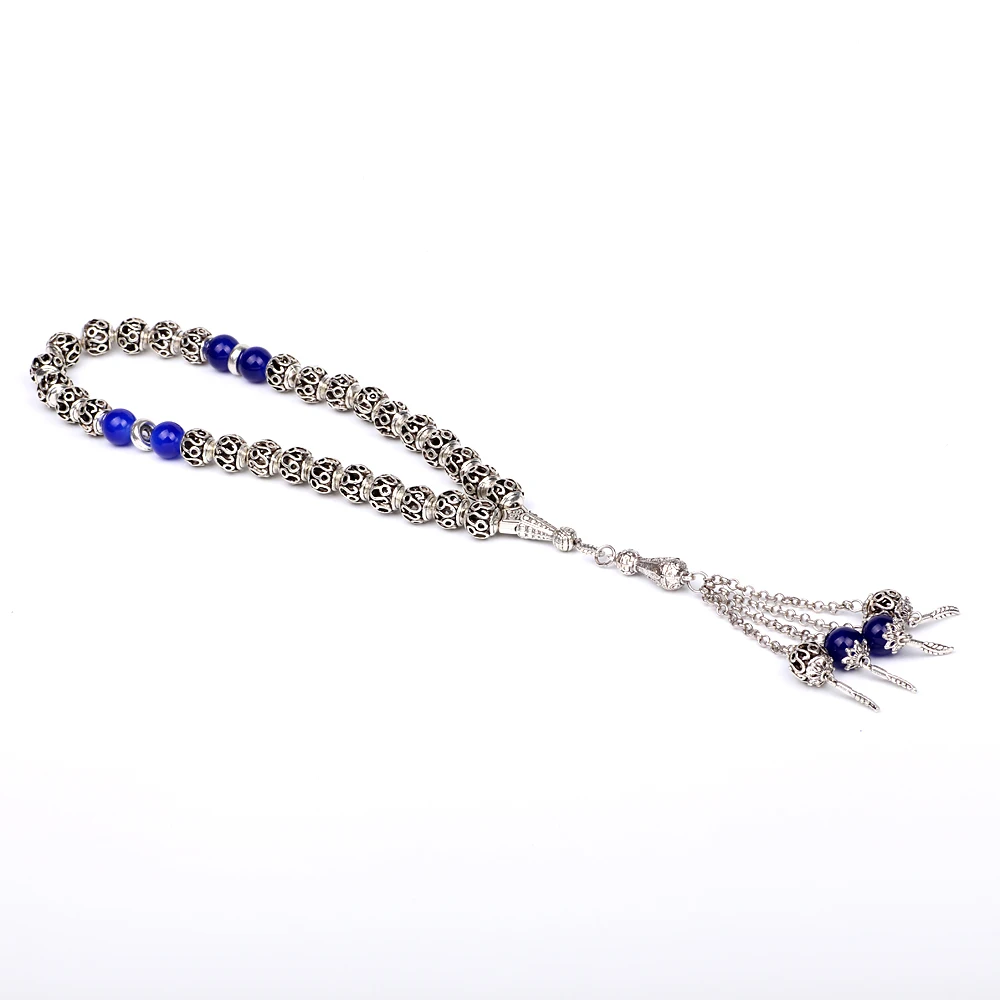 Магазин Tasbih Новое поступление DIY 1 шт Роскошные серебряные бусины с синими