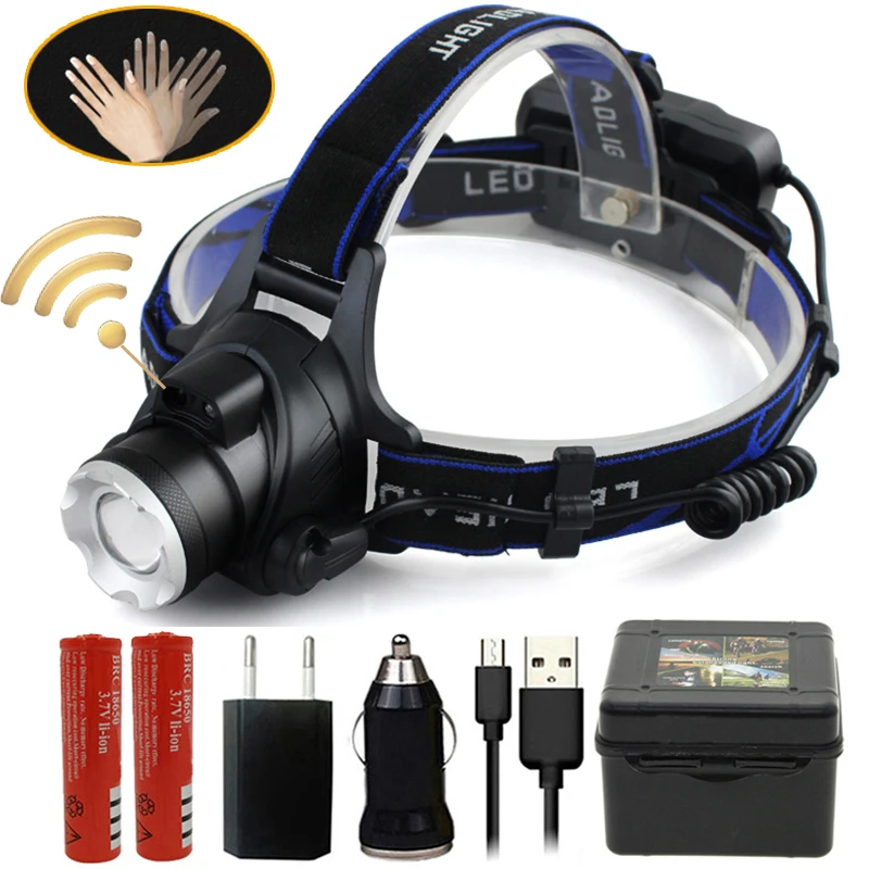 Option H Litwod Z20568 CREE XM-L2 U3 движения тела Сенсор головной светильник Перезаряжаемые светодиодный налобный фонарь 6000lm головки вспышки света светильник фонарь лампа светильник - Испускаемый цвет: Option H