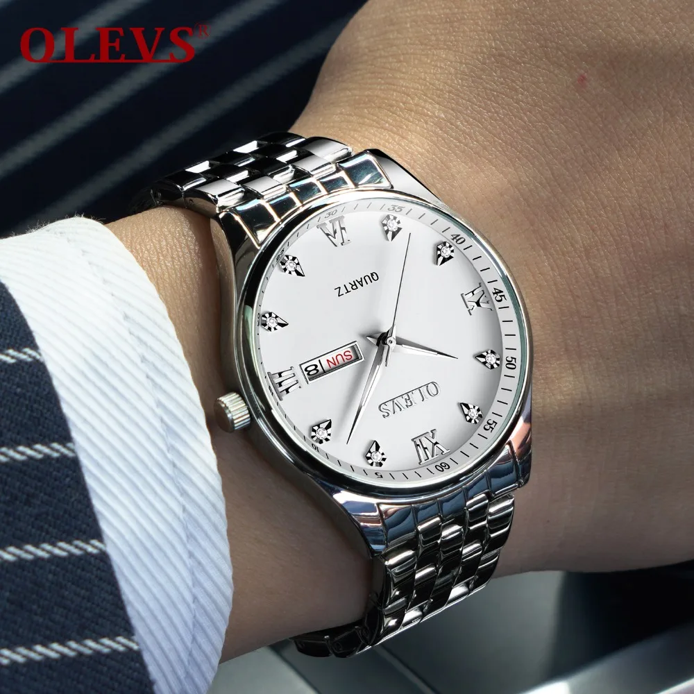 Мужские кварцевые часы OLEVS водонепроницаемые из нержавеющей стали|watch brand|watch fwatch