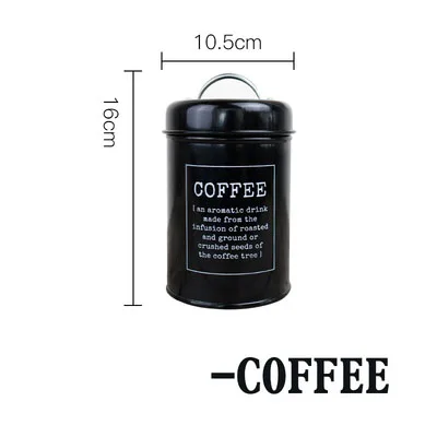Black COFEE Кухонная герметичная железная коробка для чая, кофе, сахара, банки для хранения, Скандинавия, конфеты, круглая металлическая герметичная банка, контейнер для сухого молока, бутылка - Цвет: Black COFEE
