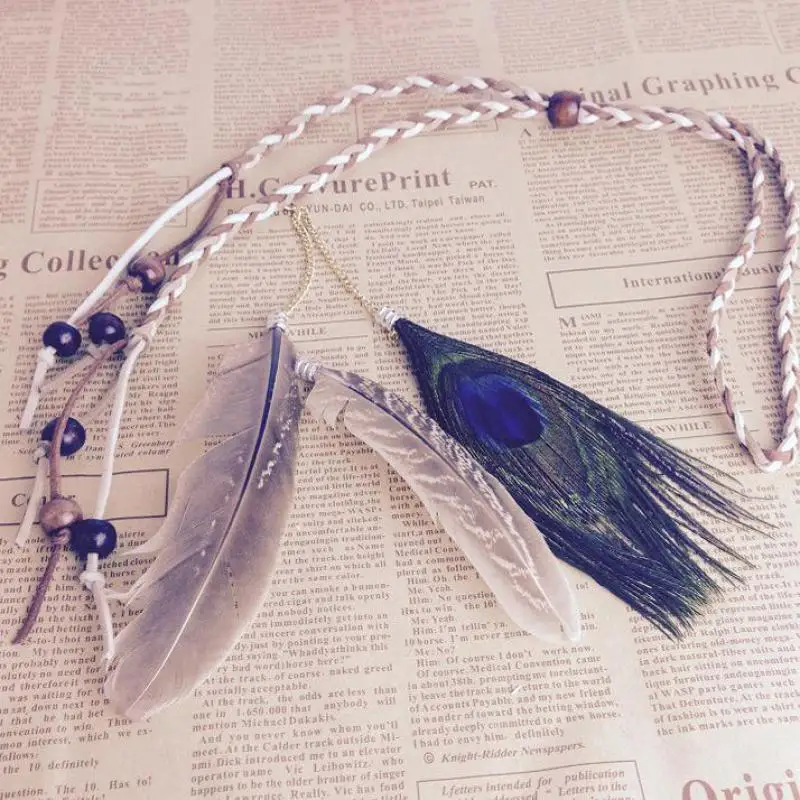 Women Summer Hair Jewelry Feather Headband Handmade Bohemia Peacock Headdress Vintage Head Piece Boho Tribal Indian | Украшения и