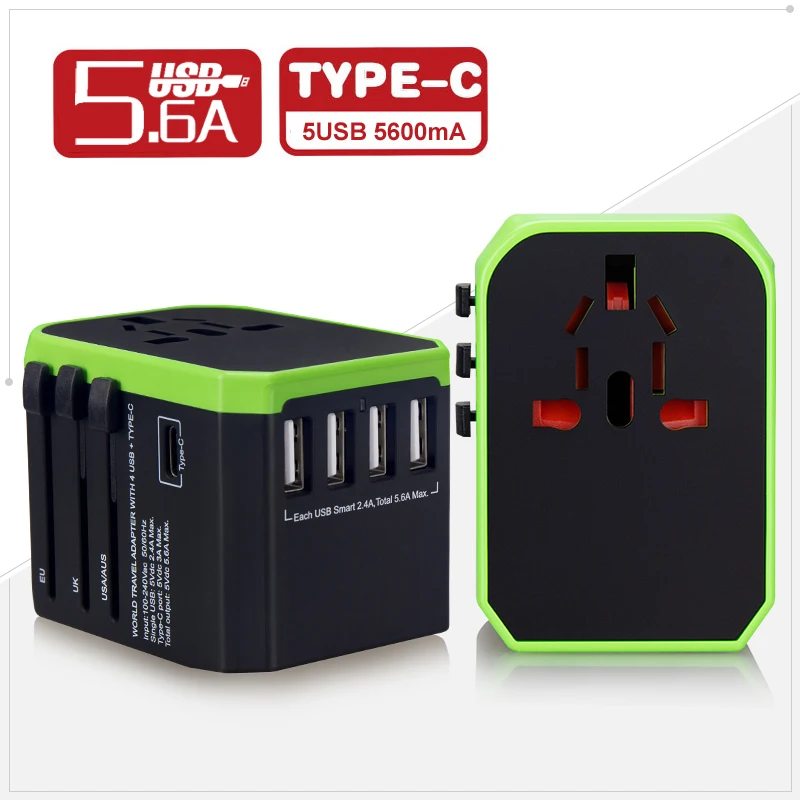 Универсальный адаптер для путешествий с разъемом type-C 4 usb-порта для розеток, зарядное устройство для xiaomi Iphone
