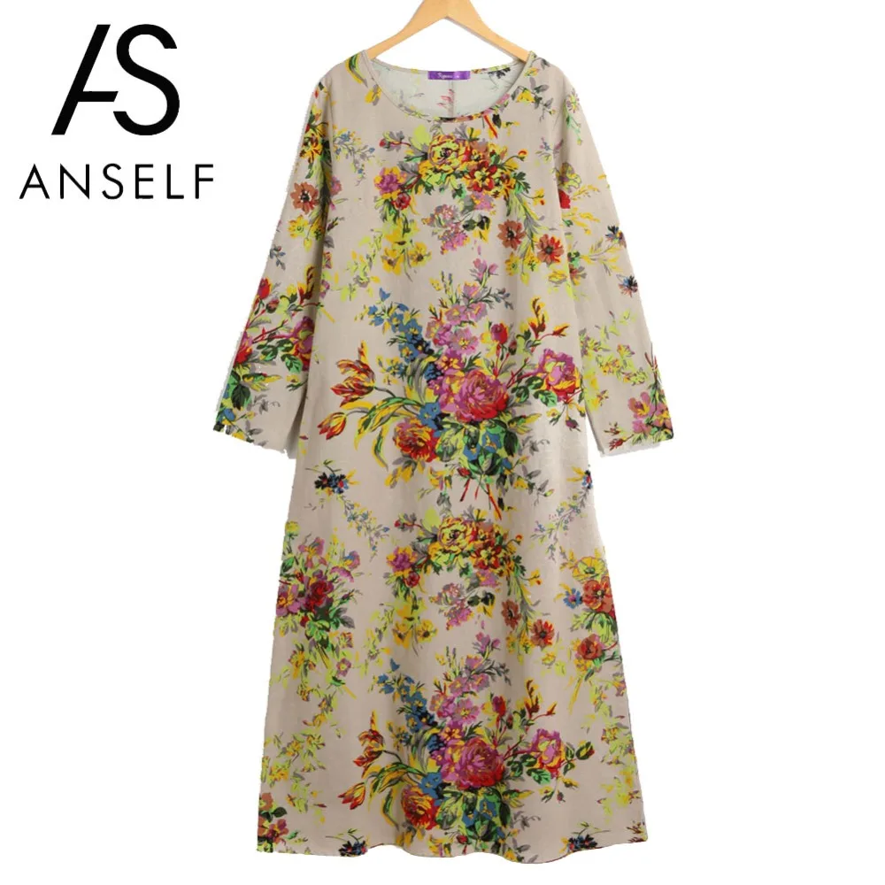 Женское платье в стиле бохо Anself винтажное макси ретро с цветочным принтом