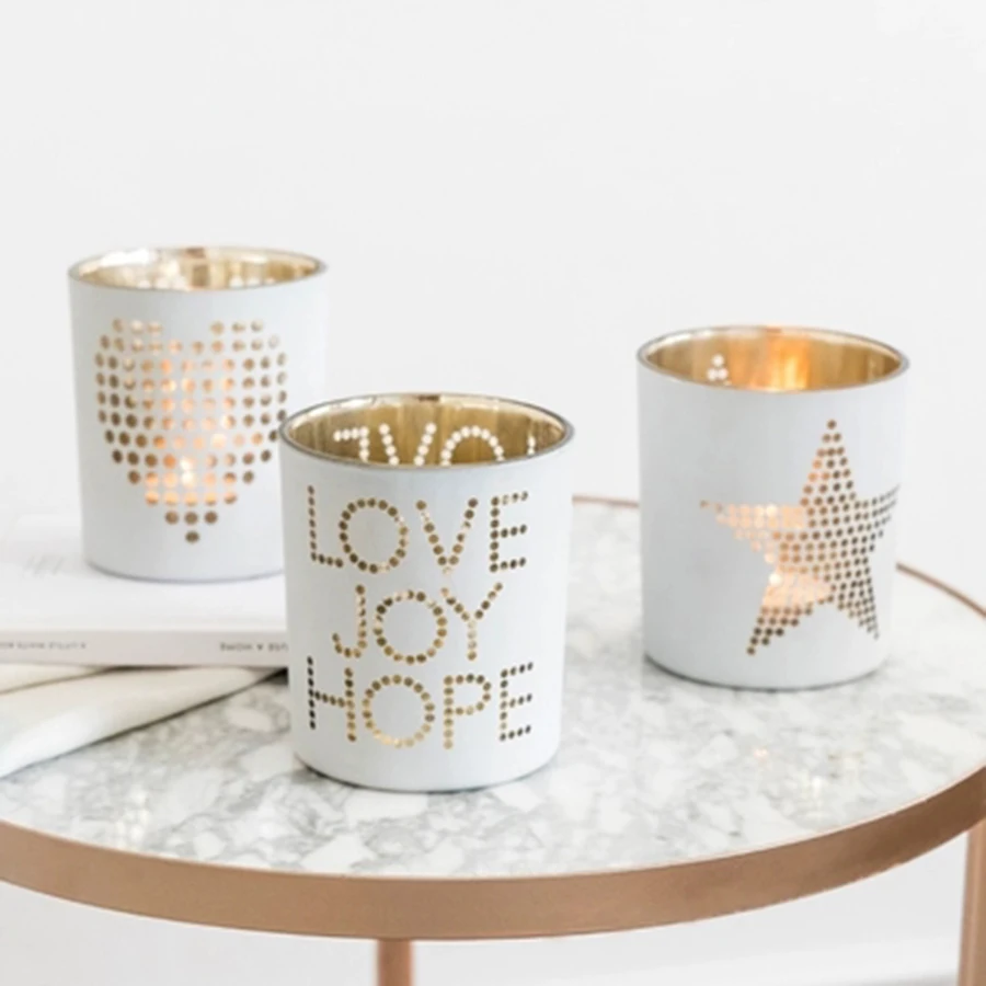 Christmas Candle Holder Modern Glass White Wedding Lantern Tea Light Centros De Mesa Moroccan Decor 40K0061 | Дом и сад