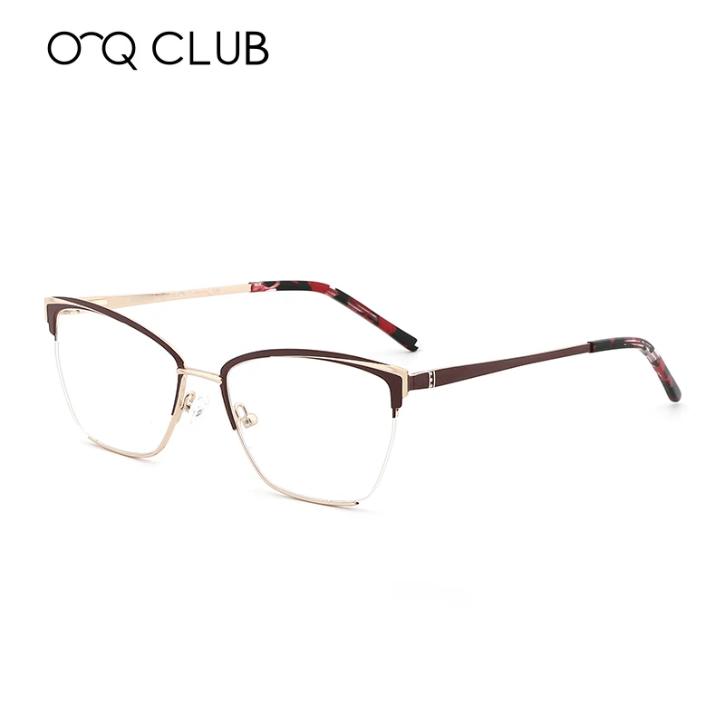 O-Q CLUB, новинка, прозрачные оптические очки по рецепту, 4 цвета, Ретро стиль, Роскошные, сплав, оправа для очков, женские очки, сексуальные очки "Кошка" - Цвет оправы: C2