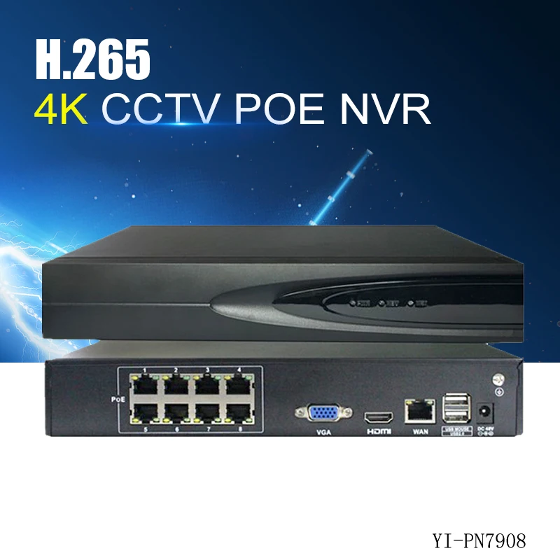 YiiSPO 8CH H.265 POE NVR играть и plug 48 V 802.3af 4 K 5.0MP 1080 P видеонаблюдения видео безопасности