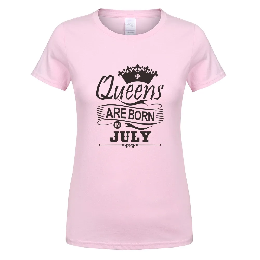 Футболка женская с коротким рукавом хлопковая рубашка надписью Queen Are Born In July