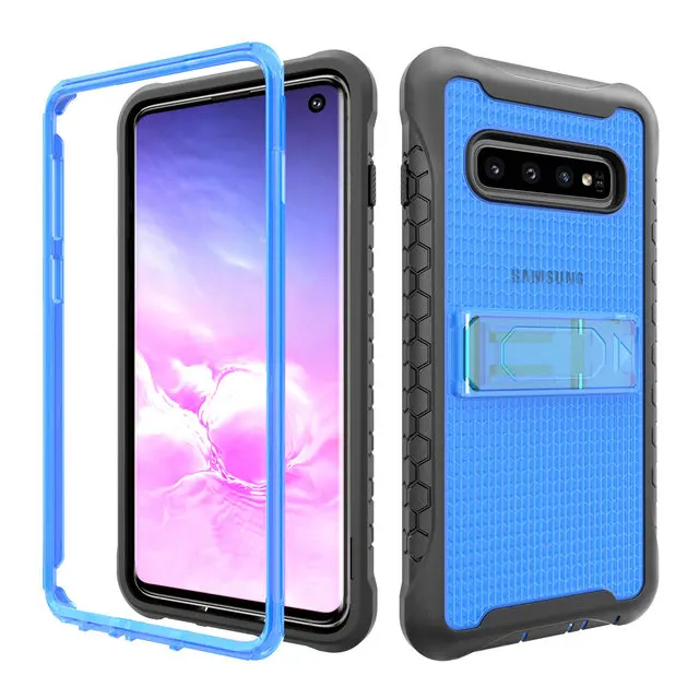 Clear Blue 3 в 1 ударопрочный чехол для samsung S10Plus Чехол samsung S10 чехол Note 9 пластиковый чехол для samsung Galaxy S10 Plus S9 S10e - Цвет: Clear Blue