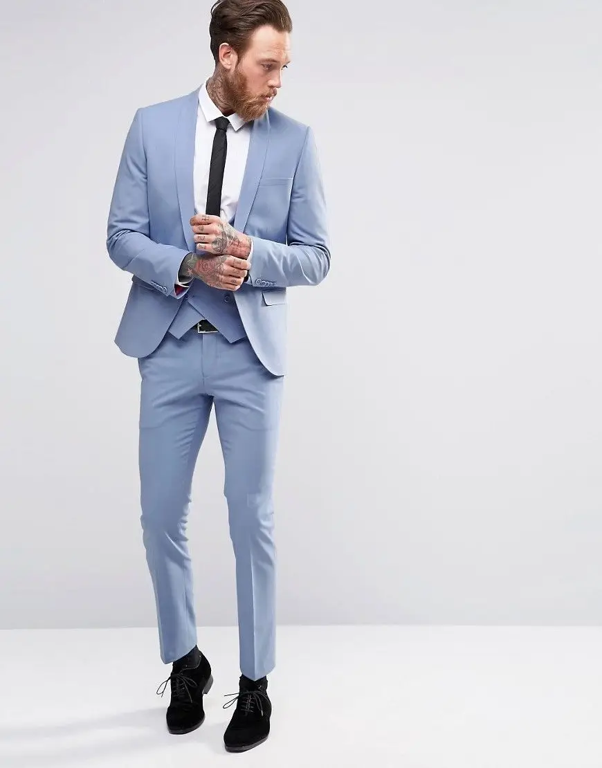 Классический Тонкий смокинг жениха шаль отворот Мужские костюмы