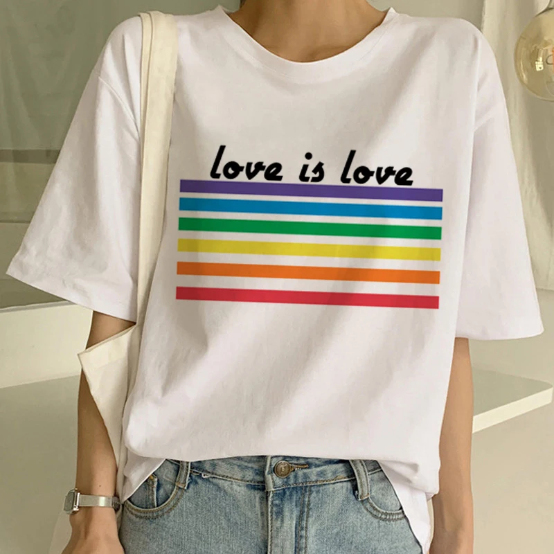 Футболка с радугой, милая Футболка Harajuku, женская футболка Ullzang Rainbow Unicorn, модная футболка с коротким рукавом, Kawaii, женские футболки
