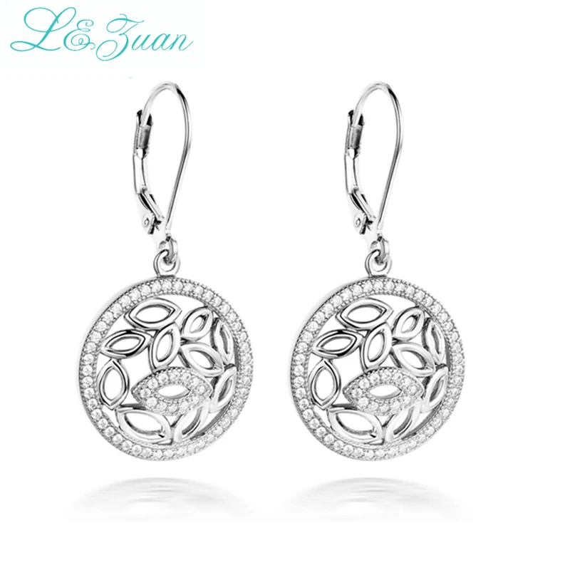 L &amp zuan S925 Серебряные женские висячие серьги Модный этнический круглый полый круг