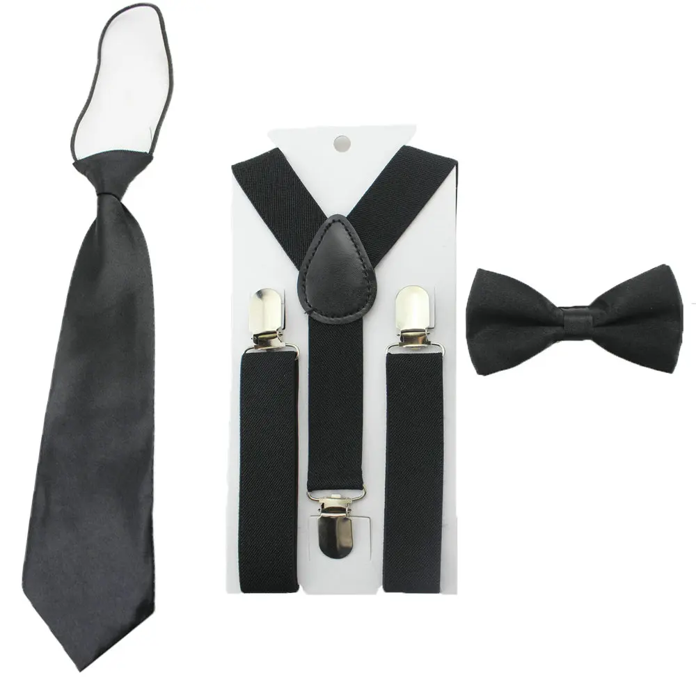 Fashion kids Suspender Adjustable Elastic Y-Back Braces Baby Suspenders Set Bow Tie + NeckTie for Wedding and Party |