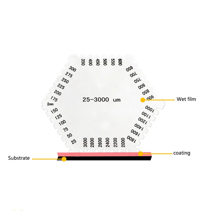 Высокоточный практичный гребень из нержавеющей стали для мокрой пленки 25-3000 мкм