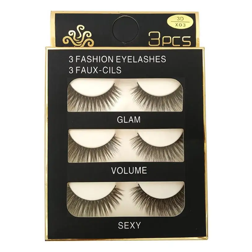 3 пары накладных ресниц настоящие 3D Мягкие длинные натуральные ресницы для