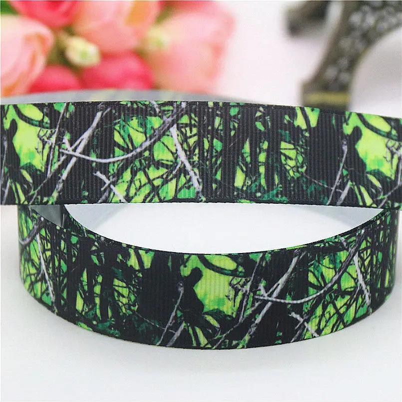 DUWES 7/8 ''Бесплатная доставка Камо дерево печатных grosgrain ленты hairbow головные