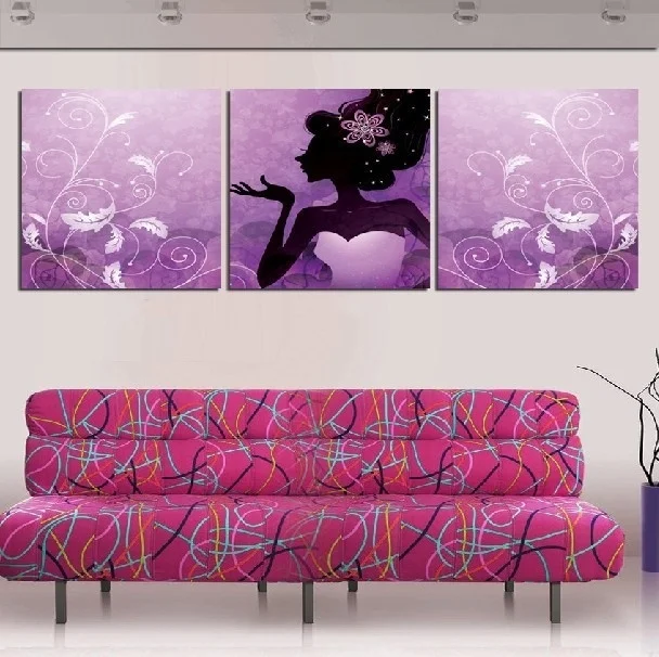 3 шт. настенные картины с изображением фиолетовых цветов|picture for living room|wall picturesmodular