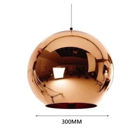 D300mm copper Современный подвесной светильник, Круглый глобус, подвесной светильник, медный стеклянный зеркальный шар, подвесной светильник для кухни, гостиной, светильник, светильник - Цвет корпуса: D300mm copper