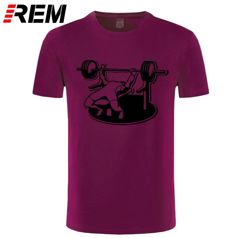 REM новые Брендовые мужские футболки летние хлопковые футболки с коротким рукавом Бодибилдинг скамья пресс штанга футболка размера плюс