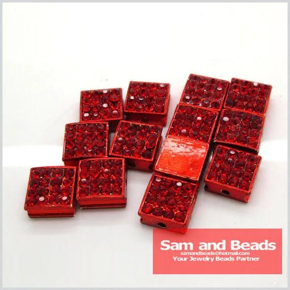 Бесплатная доставка бусины из сплава 10x10 мм украшенные искусственными камнями 20