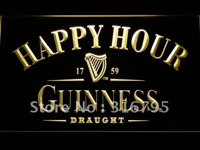 600 Guinness бар счастливые часы светодиодный неоновый светильник светодиодные