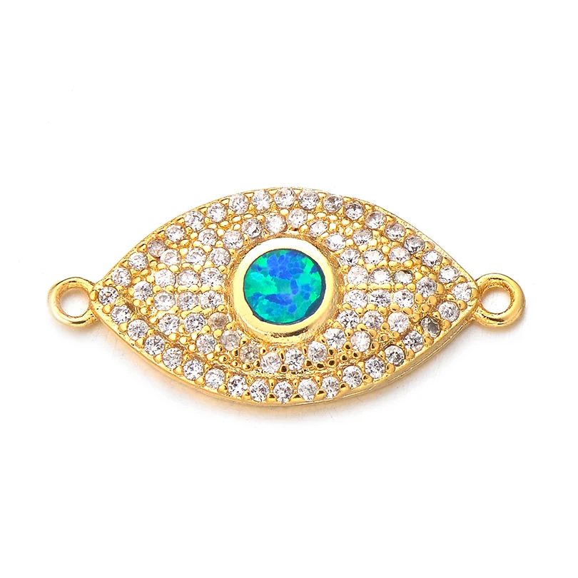 Neovivi Blue Opal CZ Trendy Devil's Eye Charm Women Men Bracelets Craft DIY Connector Cubic Zirconia Charms for Jewelry Making |