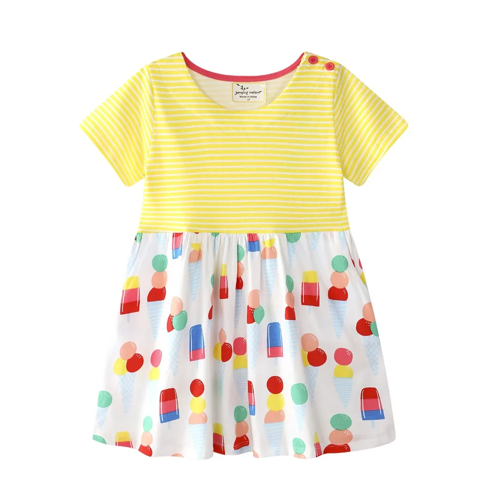 2019 New Girls ⟊sual dress Fashion Stylish Children Wear Summer Printed Cotton Children's striped short sleeve clothes 18N1126 |