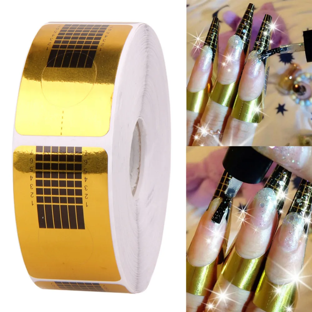 50/100/500 Pcs Gold Nail Guide Sticker Tape Art Sculpting Extension Nails Forms Stickers Adhesive Acrylic UV Gel Tips | Красота и