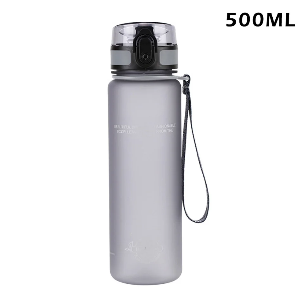 500ml grey Высокая портативная Спортивная бутылка для воды пластиковые анти-осенние Туристические Бутылки большой емкости для студентов DOG88 - Цвет: 500ml grey