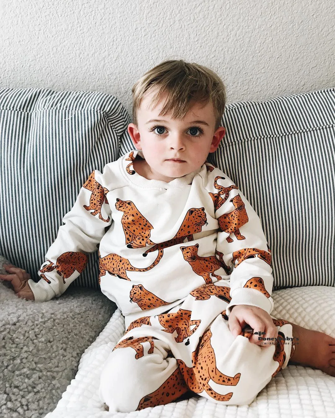 sets Комплект одежды для детей; Толстовки Hugo Loves Tiki; хлопковые футболки с длинными рукавами и штаны для маленьких мальчиков; осенняя одежда с рисунком для девочек - Цвет: sets
