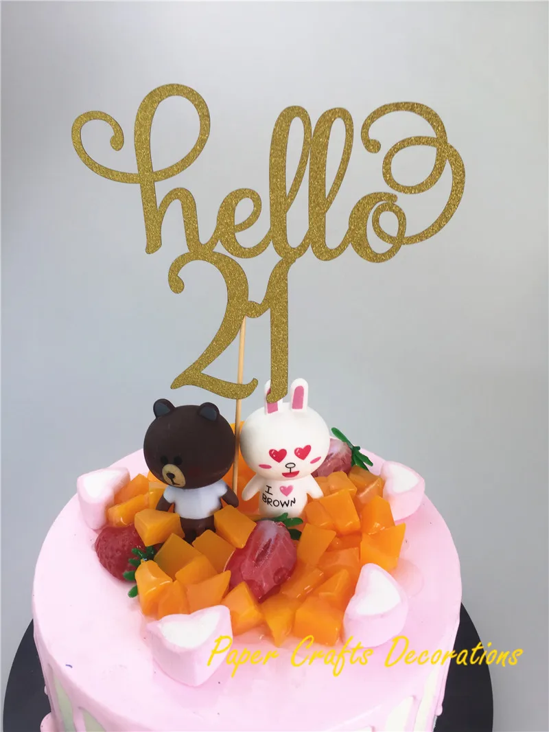 1 шт./компл. золотые блестки Hello 20/21/30/40/11 5 украшения для торта на день рождения