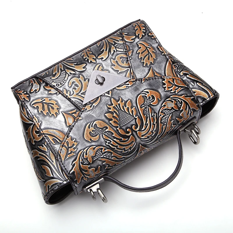 Для женщин из натуральной тисненой кожи Верхняя ручка Cross Body Сумка Хобо Сумочка