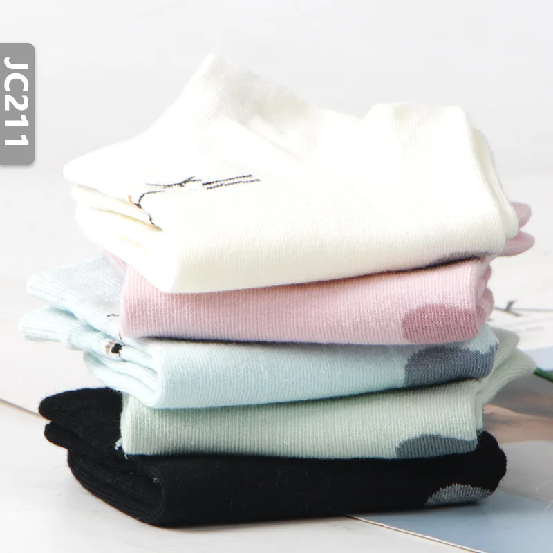 5Pairs/Lot Women Boat Socks Sweet Cat Head Color Female Sock Explosion Spring Summer College Wind Breathable Women's | Женская