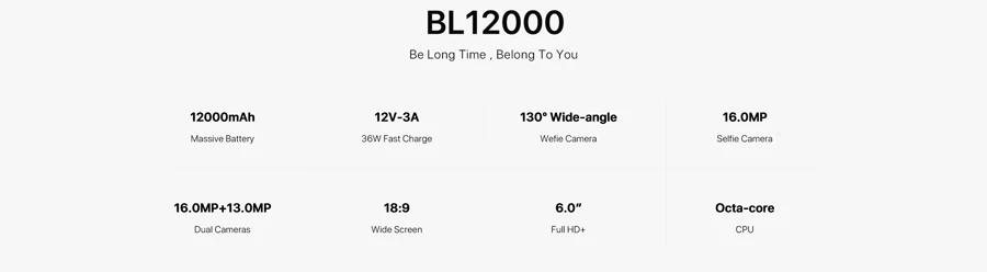 DOOGEE BL12000 Android 7,0 12000 мАч Быстрая зарядка 6,0 18:9 FHD+ Восьмиядерный процессор MTK6750T 4 Гб ОЗУ 32 Гб ПЗУ четырехъярусная камера 16 МП мобильный телефон