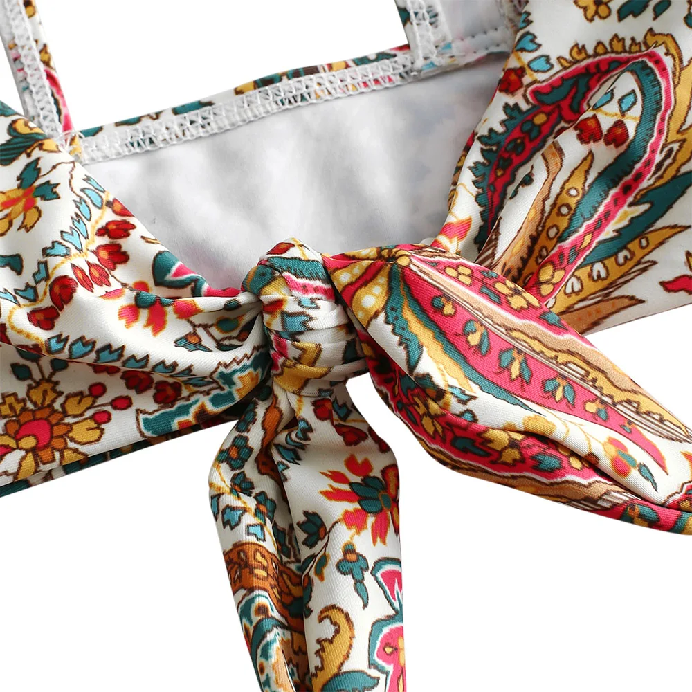 Женский купальник-бикини ZAFUL богемный купальник с цветочным принтом и глубоким