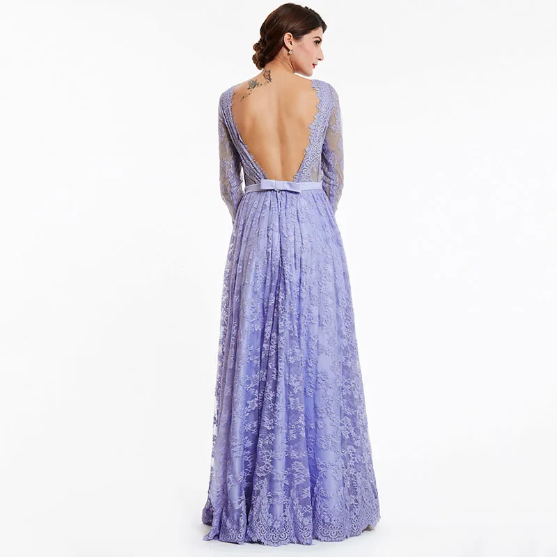 Женское длинное вечернее платье tanpelll лавандовое ТРАПЕЦИЕВИДНОЕ в пол с длинными