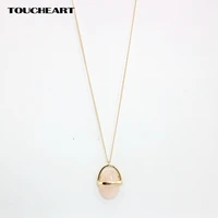 toucheart popular pink stone necklace collar long gold color chain necklaces pendants femme charm jewelry for women sne160138