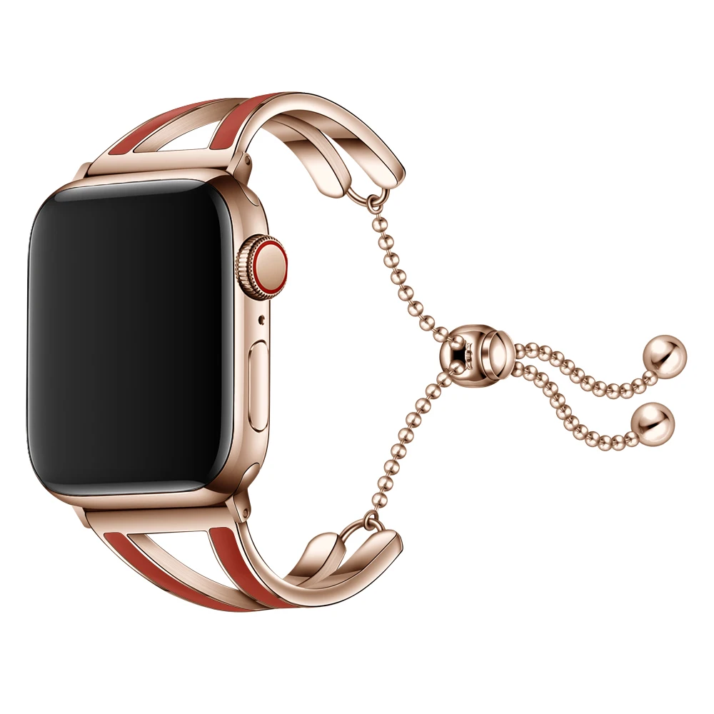Женский браслет из розового золота ремешок для Apple Watch 40 мм 44 модный часов 42 38 iWatch