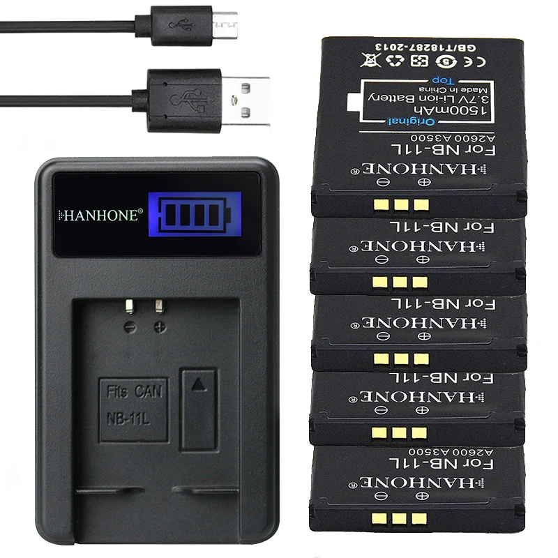 5 шт. 1500 мА/ч NB11L NB 11L Батарея + ЖК дисплей USB Зарядное устройство для Canon A3500 A2600 A4000IS