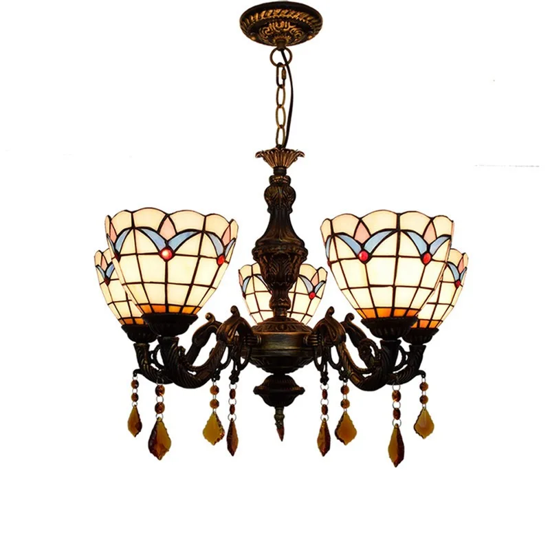 

European modern Mediterranean living room, bedroom bar, club coffee shop, stained glass, 5 chandeliers.