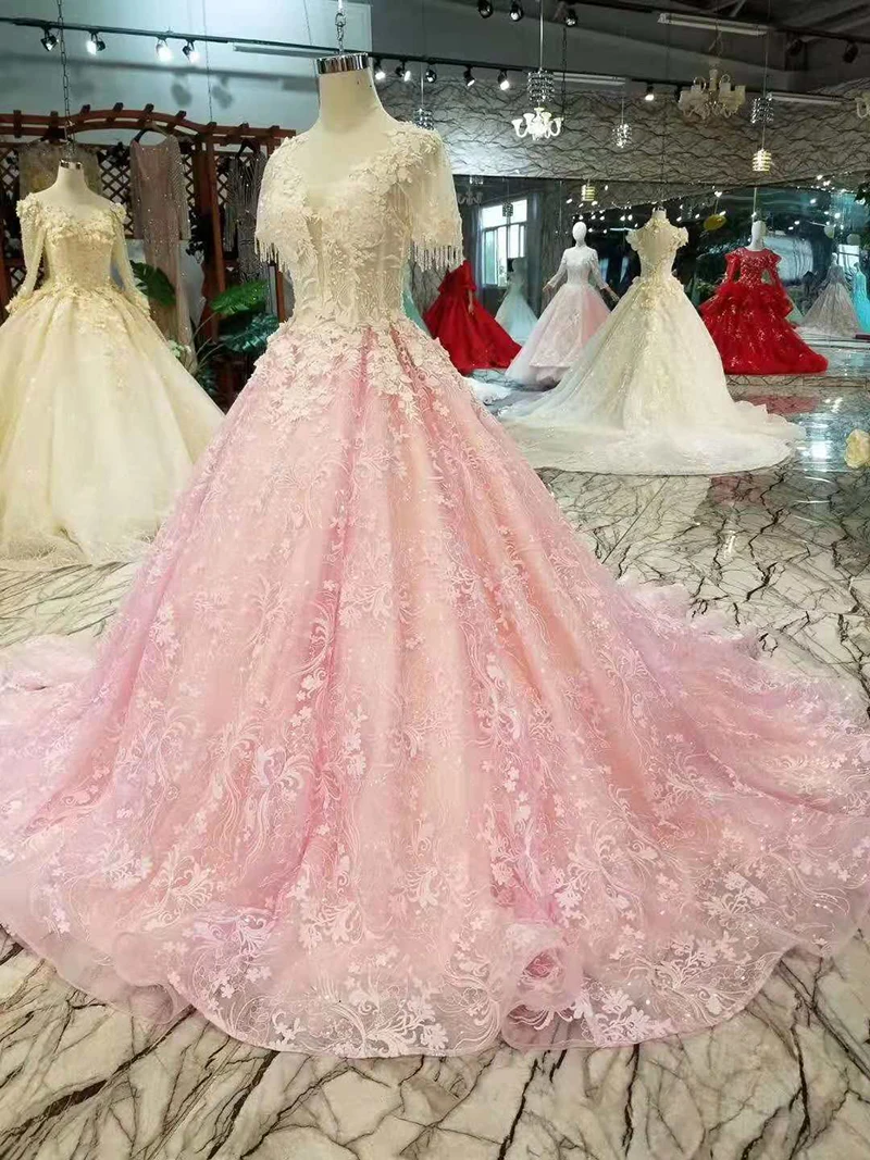 LSS175 розовый Праздничные платья для девочек футболка с короткими рукавами