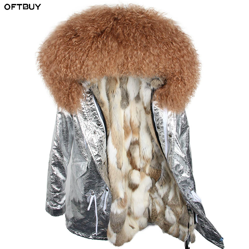 OFTBUY парка длинная синяя зимняя куртка пальто женское пальто с натуральным мехом парки с воротником из натурального меха енота теплая мягкая подкладка из искусственного меха